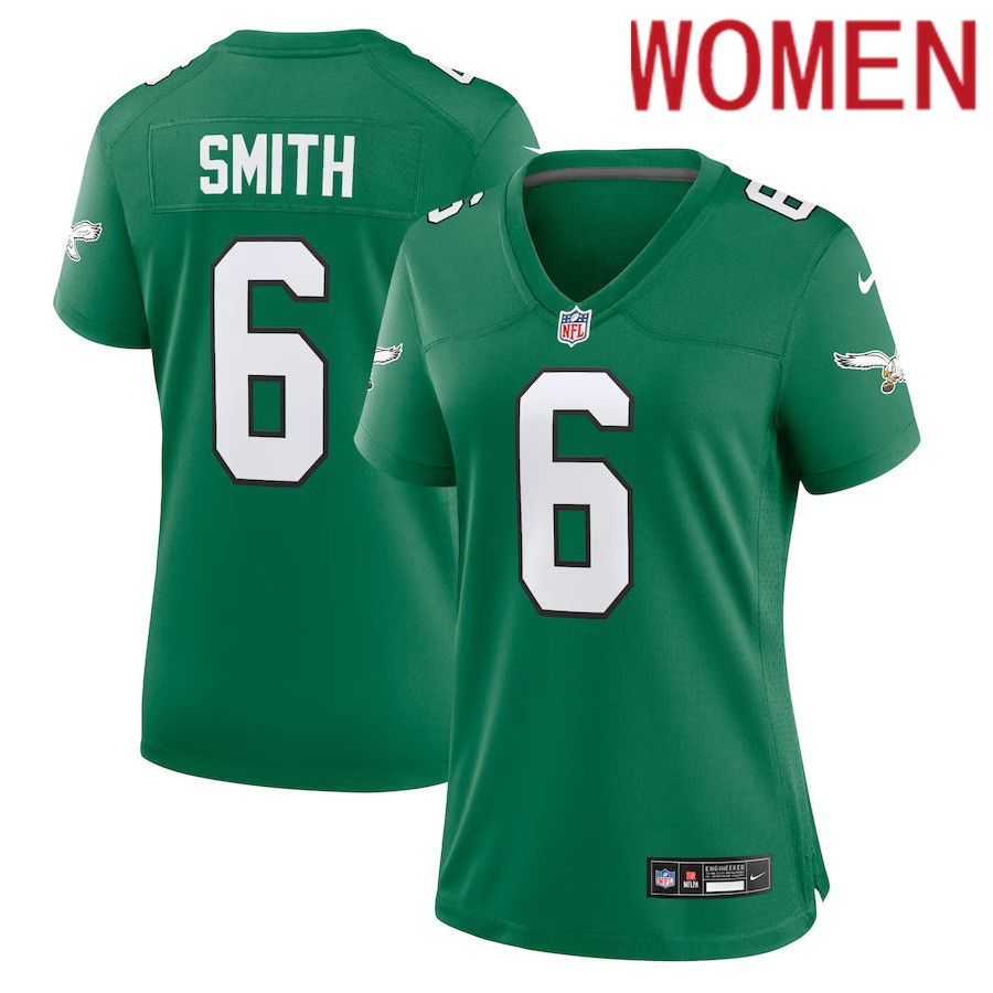 Women Philadelphia Eagles 6 DeVonta Smith Nike Kelly Green Alternate Player Game NFL Jersey